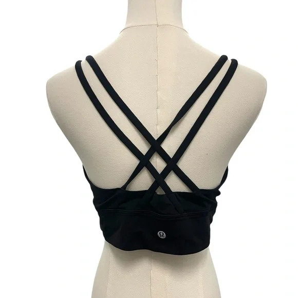 Women’s Lululemon Energy Black Sports Bra Sz 12 training gym workout pilates - Picture 5 of 9